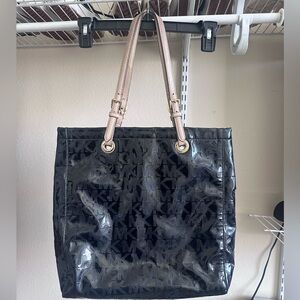 Michael Kors Tote Black Shiny Patent Leather Shoulder Bag Purse